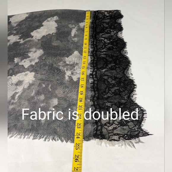 Scarf elegant with lace 49" W x 50" L - Picture 4 of 7